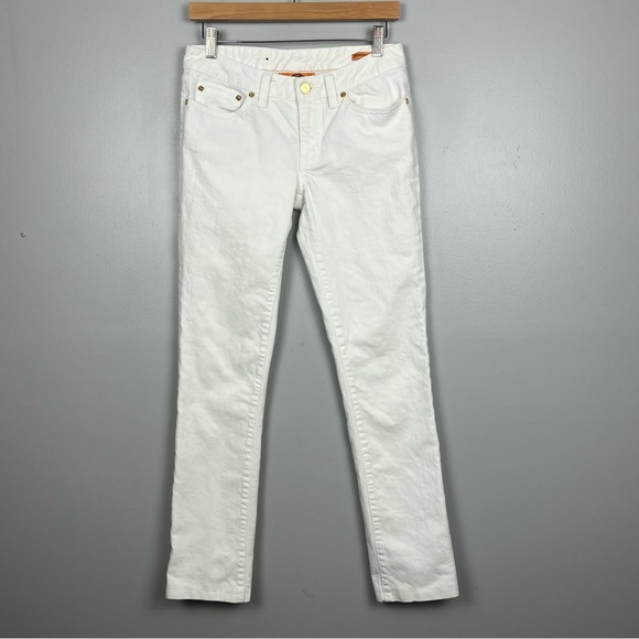 Tory Burch Denim - Tory Burch white Super Skinny denim embroidered pocket jeans, size 27.